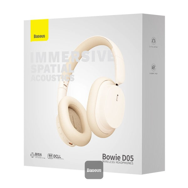 Baseus Bowie D05 Wireless Bluetooth Headset Foldable HiFi Stereo Music Headphone Creamy - White