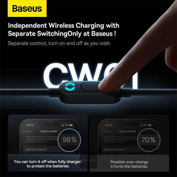 Baseus CW01 Magnetic Wireless Charging Car Mount 40W - Wireless Charging 15w+Type-C 25W - Black
