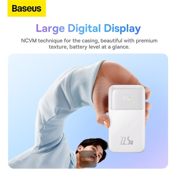 Baseus Comet Series Dual-Cable Digital Display Fast Charge Power Bank 20000mAh 225W White With Simple Series Charging Cable USB to Type-C 30cm White