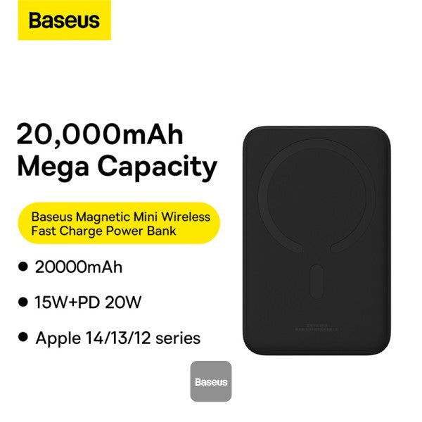 Baseus Airpow Magnetic Mini Wireless Fast Charge Power Bank 20000mAh 20W - Black