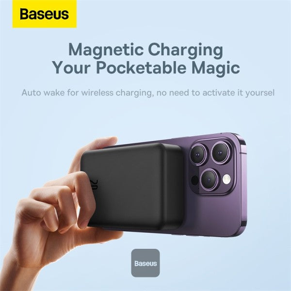 Baseus Airpow Magnetic Mini Wireless Fast Charge Power Bank 20000mAh 20W - Black