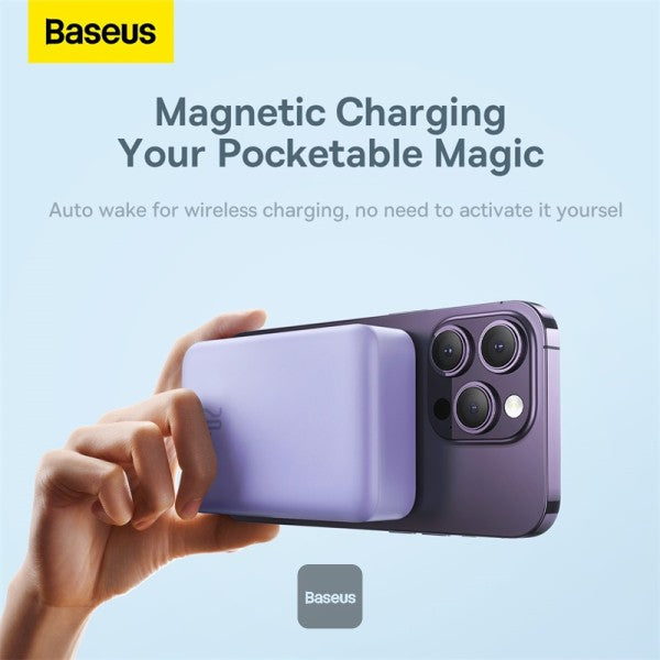 Baseus Airpow Magnetic Mini Wireless Fast Charge Power Bank 20000mAh 20W - Purple