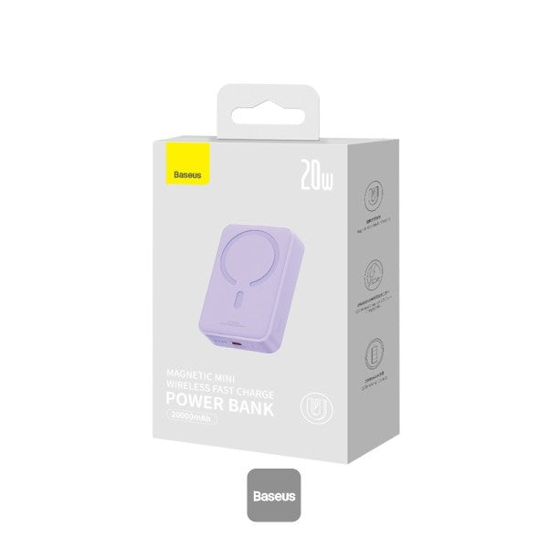 Baseus Airpow Magnetic Mini Wireless Fast Charge Power Bank 20000mAh 20W - Purple