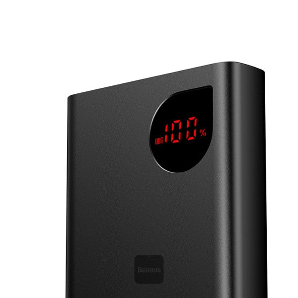 Baseus Adaman Metal Digital Display Quick Charge Power Bank 20000mAh 225W Black Overseas Edition With Simple Series Charging Cable USB to Type-C 3A 03m Black