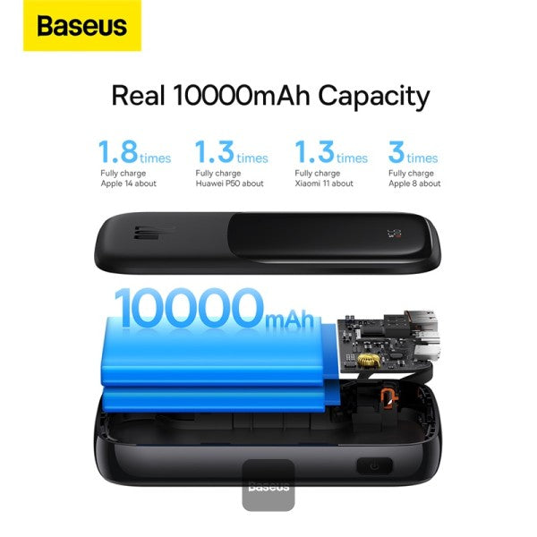Baseus Qpow Pro Digital Display Fast Charge Power Bank 10000mAh 20W iPhone Edition Black With: Simple charging cable Type-C 3A 03m Black
