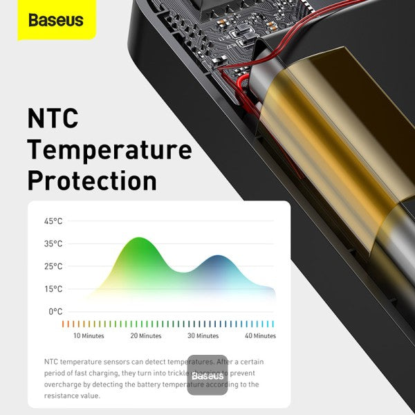 Baseus Bipow Digital Display Power Bank 30000mAh 15W Black Overseas Edition With Simple Series Charging Cable USB to Micro 25cm Black