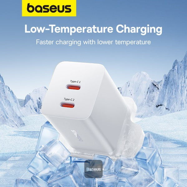 Baseus PD 40W Dual Type C Fast Charger - USB C GaN5 Pro Charging Adapter for MacBook Pro iPhone 15 14 13 Samsung Galaxy Pixel - White
