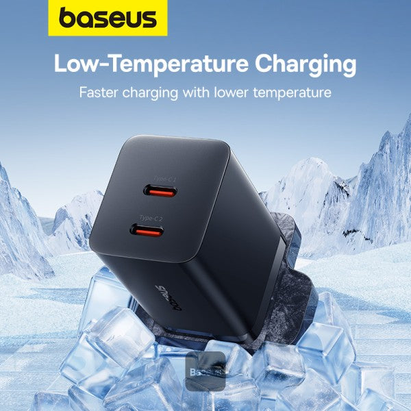 Baseus PD 40W Dual Type C Fast Charger - USB C GaN5 Pro Charging Adapter for MacBook Pro iPhone 15 14 13 Samsung Galaxy Pixel iPad AirPods iWatch - Black