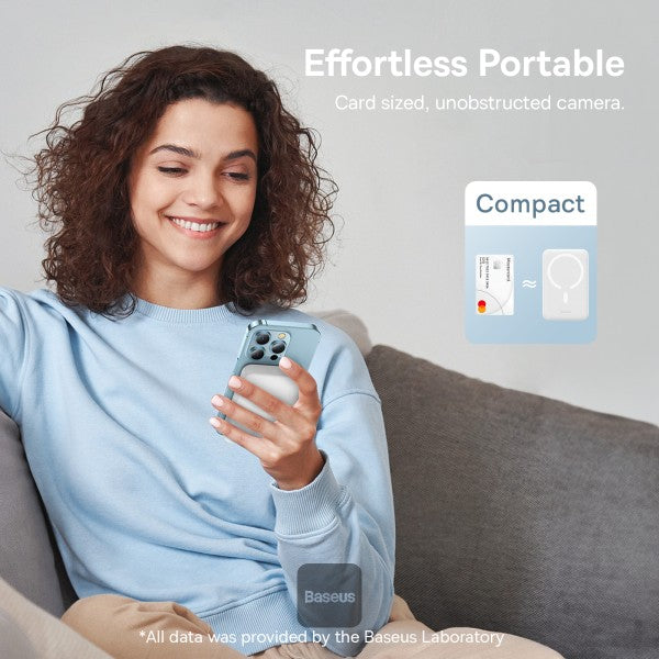 Baseus 10000mAh Magnetic Mini Wireless Fast Charge Magsafe Power Bank PD 30W With USB-C Cable - White