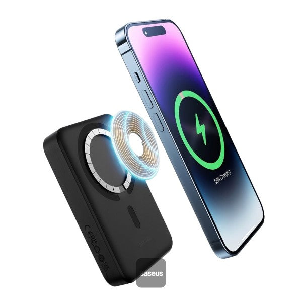 Baseus 10000mAh Magnetic Mini Wireless Fast Charge Magsafe Power Bank PD 30W With USB-C Cable - Black