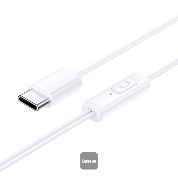 Baseus Encok CZ11 Type-C Wired Headphone In-Ear USB-C Earphone With Microphone - White