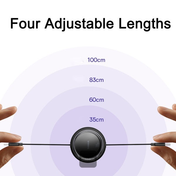Baseus 100W Free2 Draw Mini Both-Way Retractable Type C to Type C Fast Charging Data Cable 1M - Black