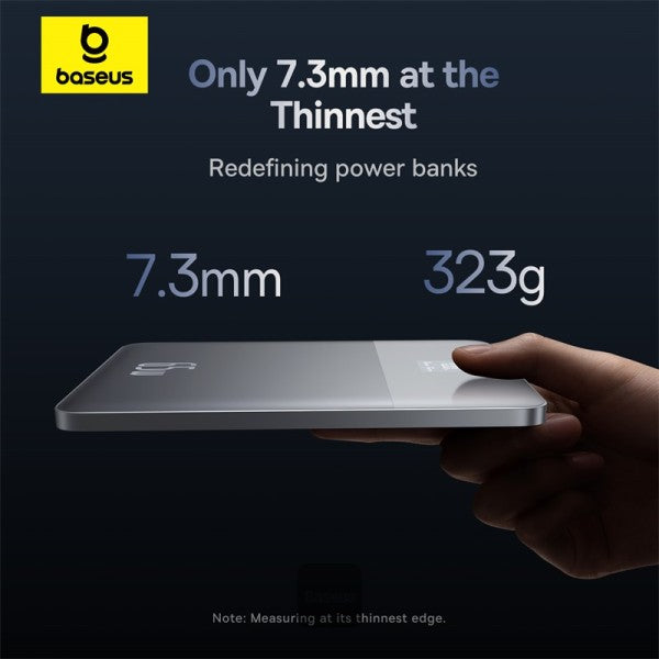 Baseus Blade2 12000mAh Power Bank | 65W Fast Charging Ultra Thin Digital Display Intelligent Edition Battery Pack For Laptop MacBook & Phones - Silver