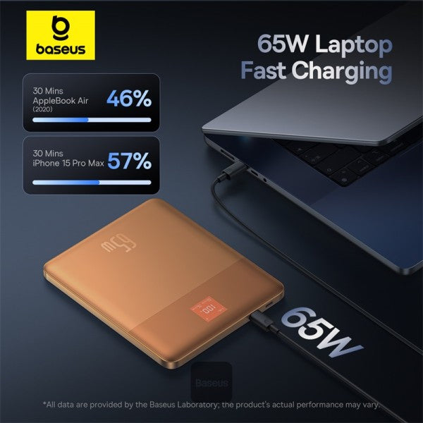 Baseus Blade2 12000mAh Power Bank | 65W Fast Charging Ultra Thin Digital Display Intelligent Edition Battery Pack For Laptop MacBook Pro iPad iPhone and All Smart Phones - Canyon Coral