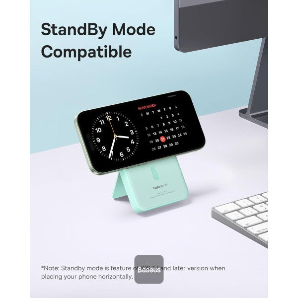 Baseus MagPro 5000mAh Wireless Fast Charging Power Bank PD 20W With Magnetic Stand - Blue