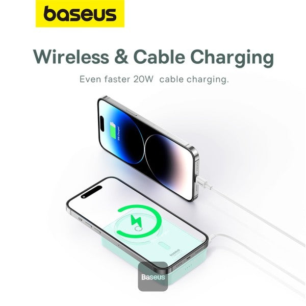 Baseus MagPro 5000mAh Wireless Fast Charging Power Bank PD 20W With Magnetic Stand - Blue