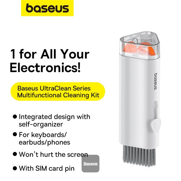 Baseus 8-in-1 Multi-Functional Cleaning Kit for Laptop Screen Keyboard and Earbuds - White
