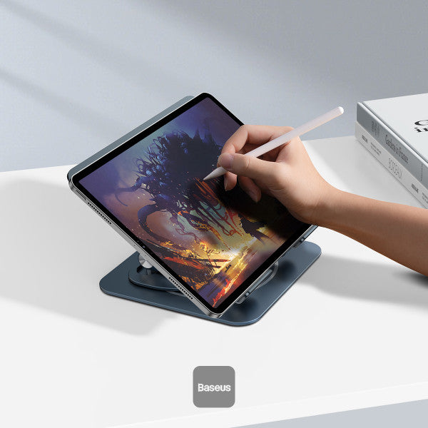Baseus Foldable Stand For Laptop and iPad Tablet | 360 Degree Rotatable (Three-Fold Version) - Grey