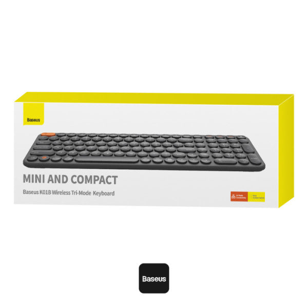 Baseus K01B Wireless Tri-Mode Keyboard (Bluetooth 50 & Wireless 24G) | Silent US Layout Keyboards - Grey
