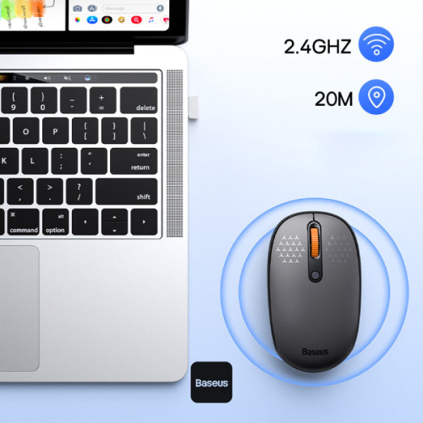 Baseus F01B Tri-Mode Wireless Mouse | Lightweight Silent Buttons DPI-800 1000 1600 - Gray