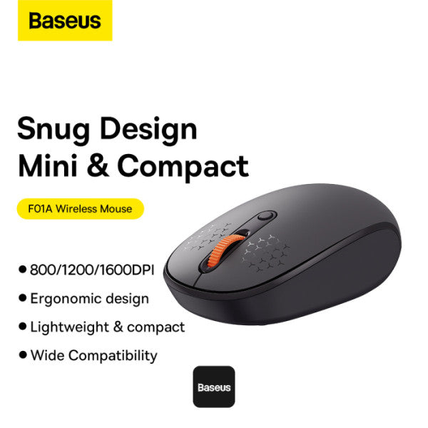Baseus F01A Wireless Mouse | Lightweight Silent Buttons DPI-800 1000 1600 - Gray