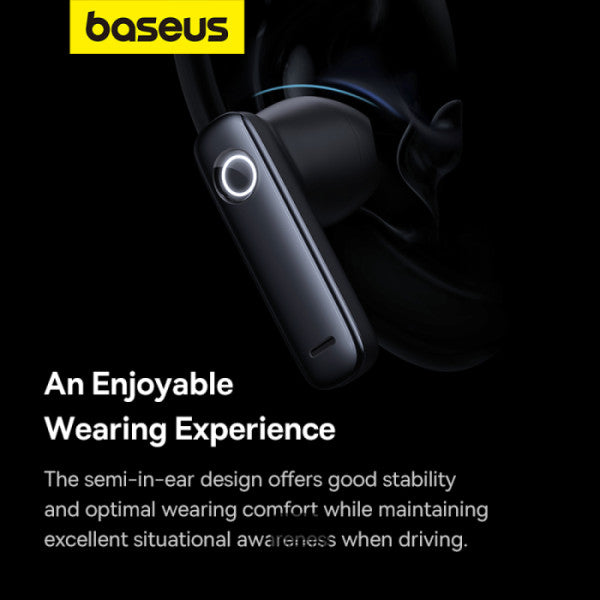 Baseus C-Mic CM10 Solar Charging Single Ear Wireless Earphone for Car - Black