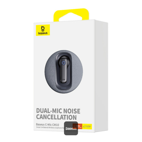 Baseus C-Mic CM10 Solar Charging Single Ear Wireless Earphone for Car - Black