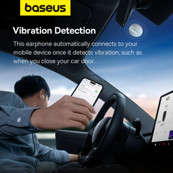 Baseus C-Mic CM10 Solar Charging Single Ear Wireless Earphone for Car - White