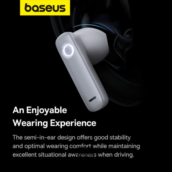 Baseus C-Mic CM10 Solar Charging Single Ear Wireless Earphone for Car - White