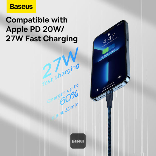 Baseus Flash Series II 3 In 1 Fast Charging Cable Type-C To M+L+C 100W 15M - Blue