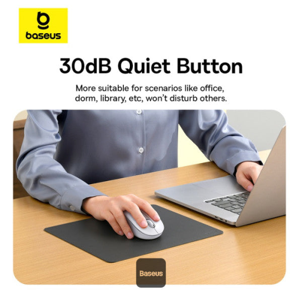 Baseus F02 Ergonomic Dual-Mode Wireless Mouse | Bluetooth 52 and 24Ghz Connectivity Silent Buttons 5 DPI Modes - White