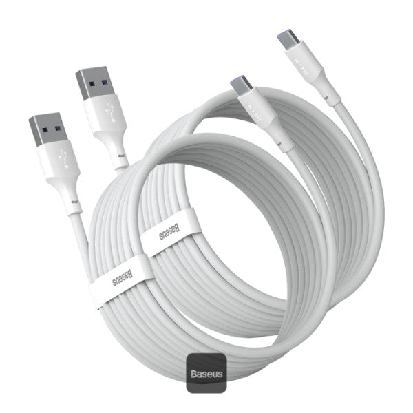 Baseus Simple Wisdom Data Cable Kit USB to Type-C 5A 2Pack 15M - White