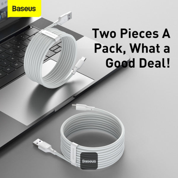 Baseus Simple Wisdom Data Cable Kit USB to Type-C 5A 2Pack 15M - White