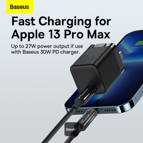 Baseus Explorer Series Auto Power Off Type-C to Lightning Cable - 20W PD Fast Charging Cable and 480Mbps Data Transfer 1M - Black