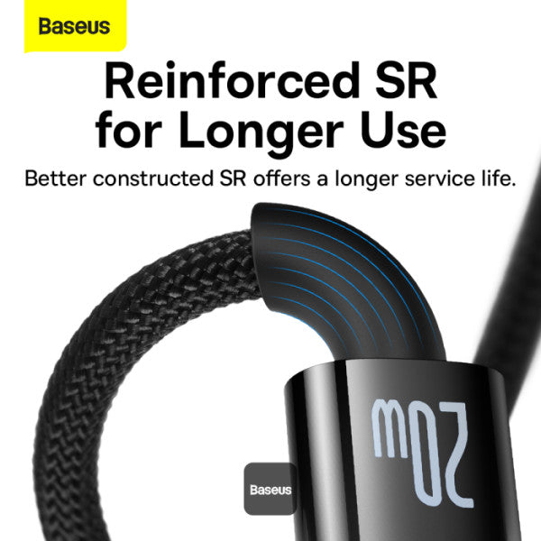 Baseus Explorer Series Auto Power Off Type-C to Lightning Cable - 20W PD Fast Charging Cable and 480Mbps Data Transfer 1M - Black