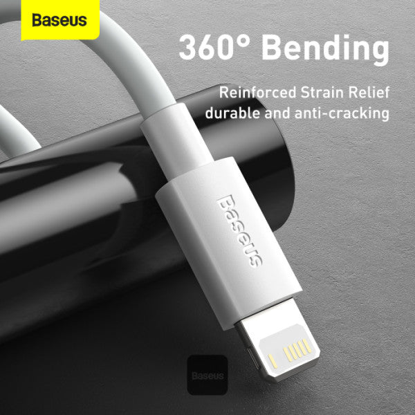 Baseus Simple Wisdom Data Cable Kit USB to Lightning 24A 2Pack 15M - White