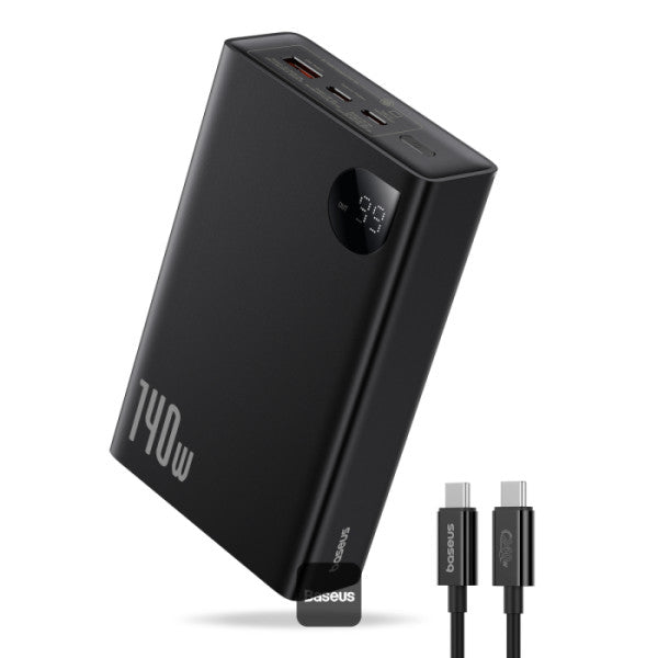 Baseus Laptop Power Bank 24000mAh with 140W Super Fast Charge | 2 USB-C ports and 1 USB-A Adaman Series - Black