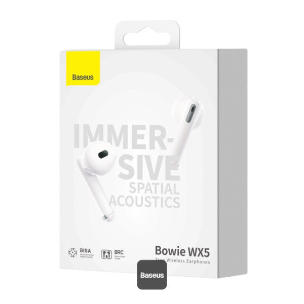 Baseus Bowie WX5 True Wireless Earphones - 4 ENC Mics with AI Noise Cancellation for Crystal Clear Calls 30-Hour Playback TWS Bluetooth 53 - White