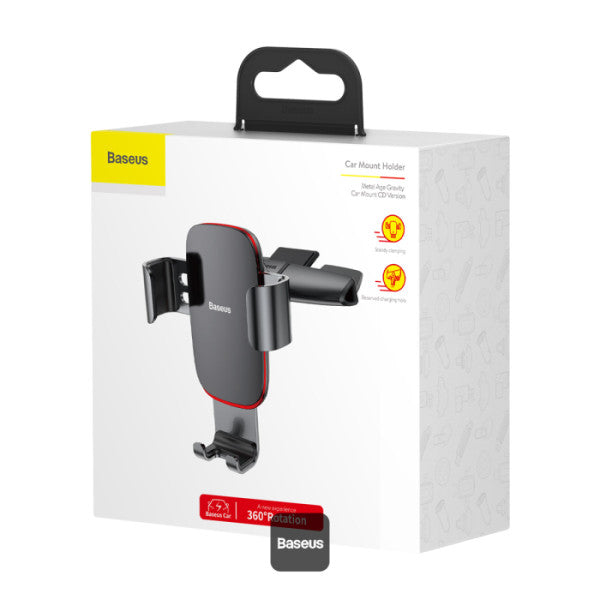 Baseus Metal Age Gravity Car Mount (CD Version) - Premium Car Phone Holder for CD Slot With Auto Clamping Design - Black