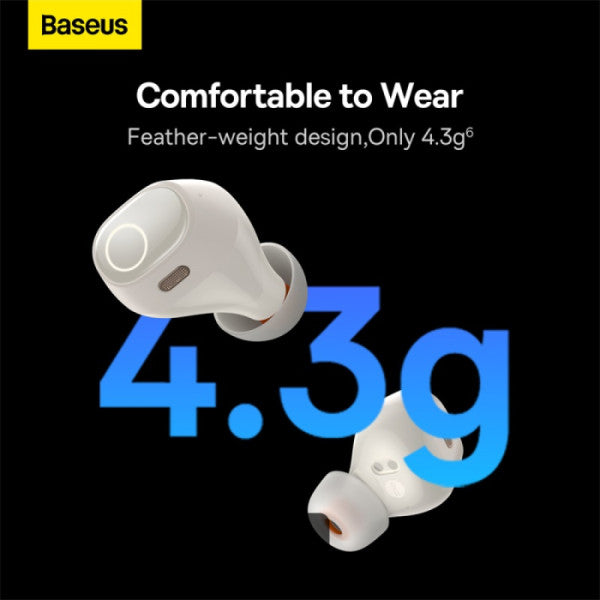 Baseus Bowie WM03 True Wireless Earphones - 38H Playtime Bluetooth 53 Ultra-Low Latency Fast Charging Case Immersive Audio - White