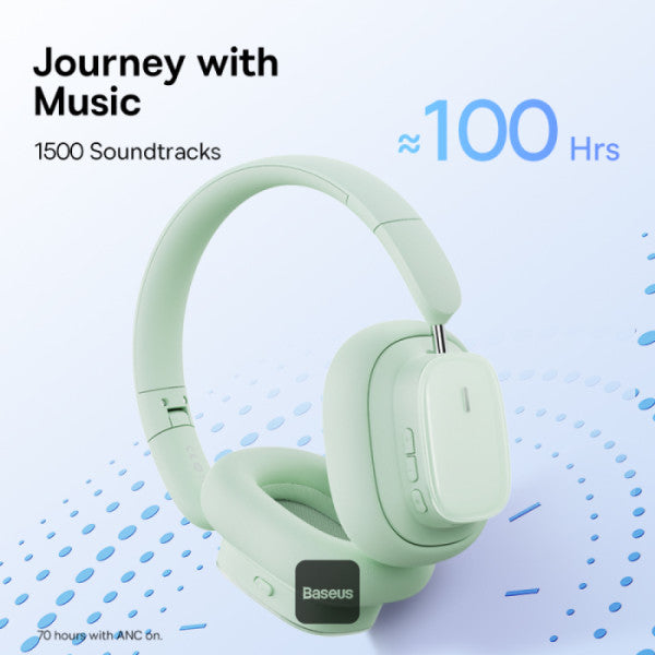 Baseus Bowie H1i Wireless Headphones - 100H Playtime ANC Headset - Green