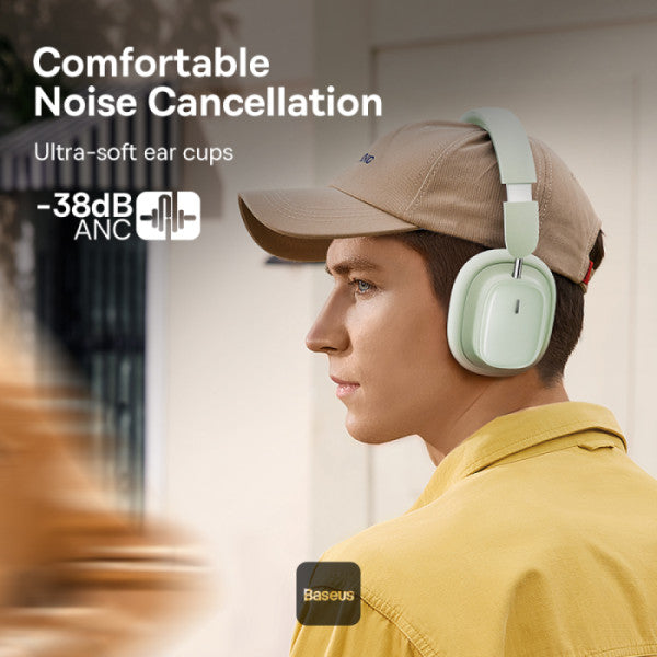 Baseus Bowie H1i Wireless Headphones - 100H Playtime ANC Headset - Green