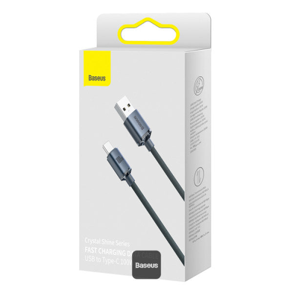 Baseus Crystal Shine Series Cable USB-A to Type-C Fast Charge Data Cable 100W 5A 12M - Black