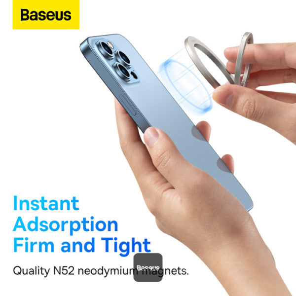 Baseus Halo Series Foldable Metal Ring Stand | 360° Rotation Magnetic Ring Holder & Stand for All Phones - Silver