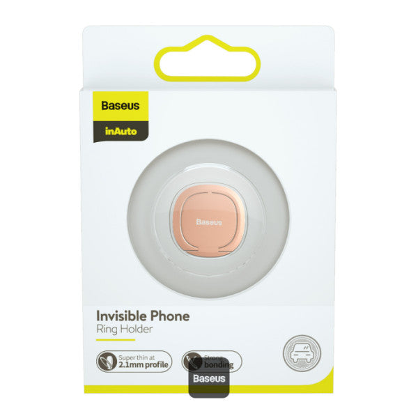 Baseus Invisible Phone Ring Holder | 360 Degree Rotating Metal Finger Grip Adjustable Phone Holder & Stand - Pink