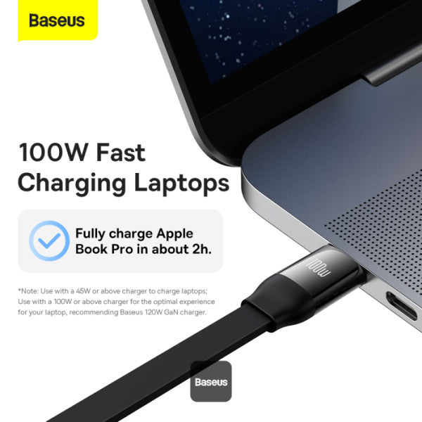 Baseus Bright Mirror 2 Series Retractable Cable | 100W 3 in 1 Fast Charging Data Cable | Type-C to Type-C + Lightning + Micro 11M - Black