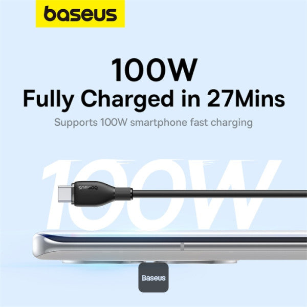 Baseus Pudding Series Fast Charging Cable With High-Speed Data Transmission USB-A to Type-C 100W 6A 12M - Black