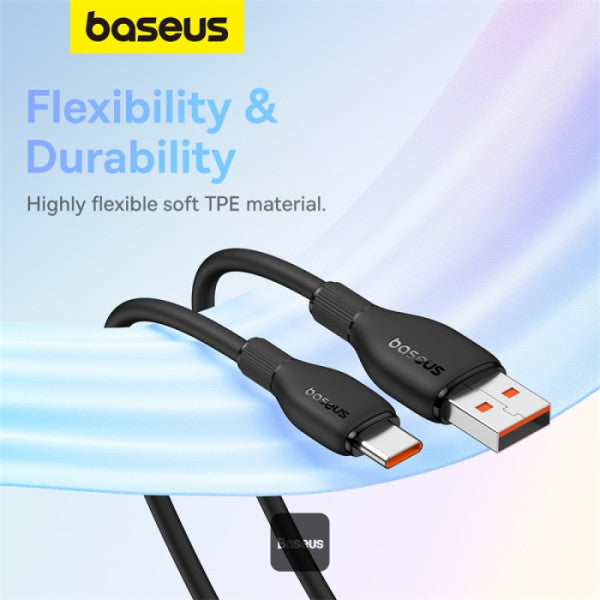 Baseus Pudding Series Fast Charging Cable With High-Speed Data Transmission USB-A to Type-C 100W 6A 12M - Black