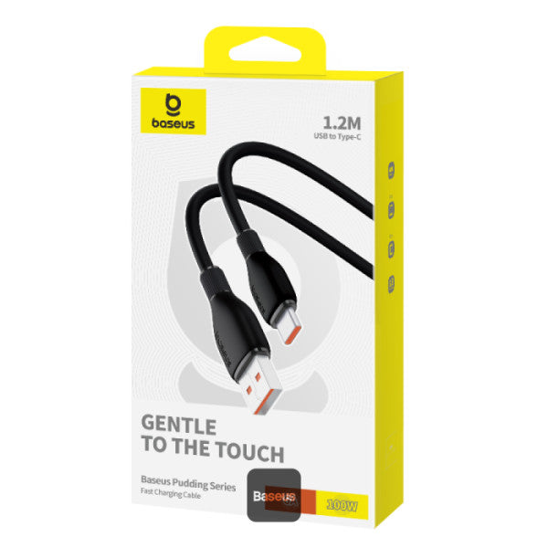 Baseus Pudding Series Fast Charging Cable With High-Speed Data Transmission USB-A to Type-C 100W 6A 12M - Black