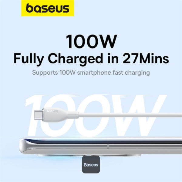 Baseus Pudding Series Fast Charging Cable With High-Speed Data Transmission USB-A to Type-C 100W 6A 12M - White